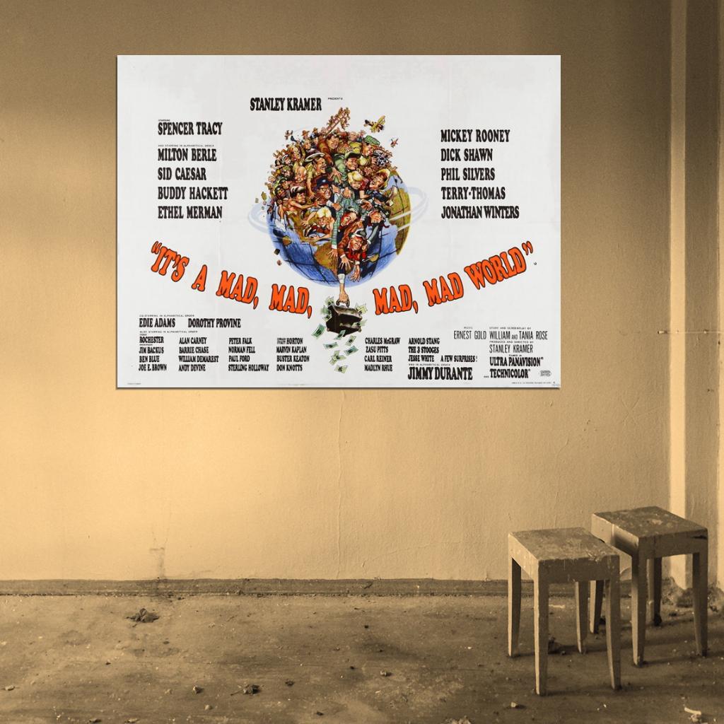 It's a Mad Mad Mad Mad World 1963 Movie Retro Wall Art Print Poster