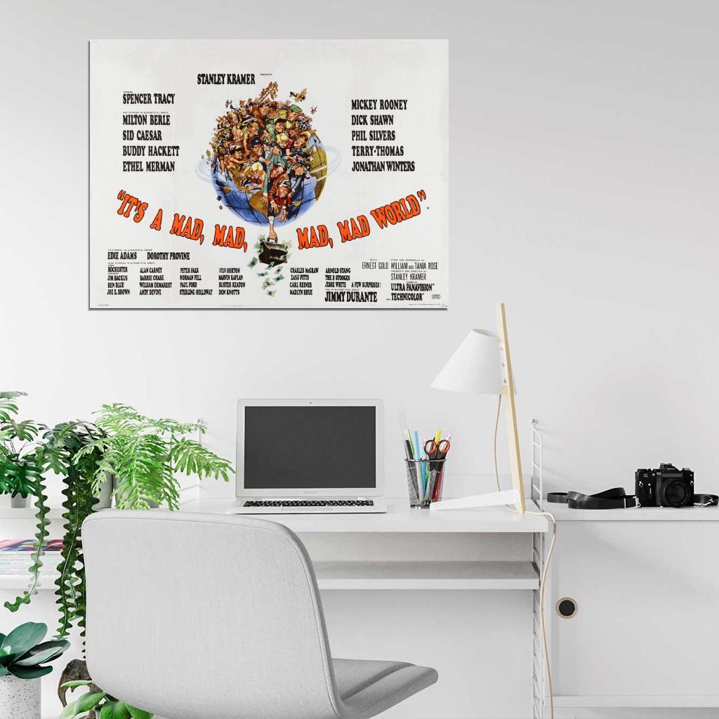 It's a Mad Mad Mad Mad World 1963 Movie Retro Wall Art Print Poster