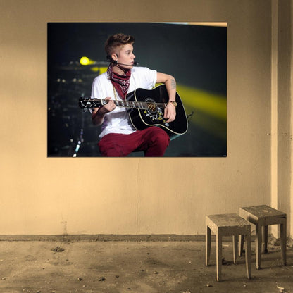 Justin Bieber Guitar Pop Music Singer Wall Art Print Poster