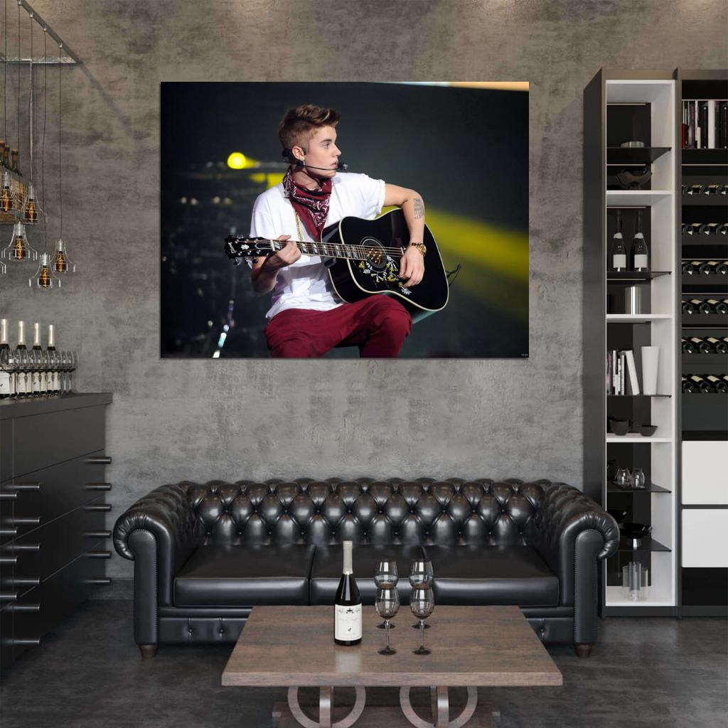 Justin Bieber Guitar Pop Music Singer Wall Art Print Poster