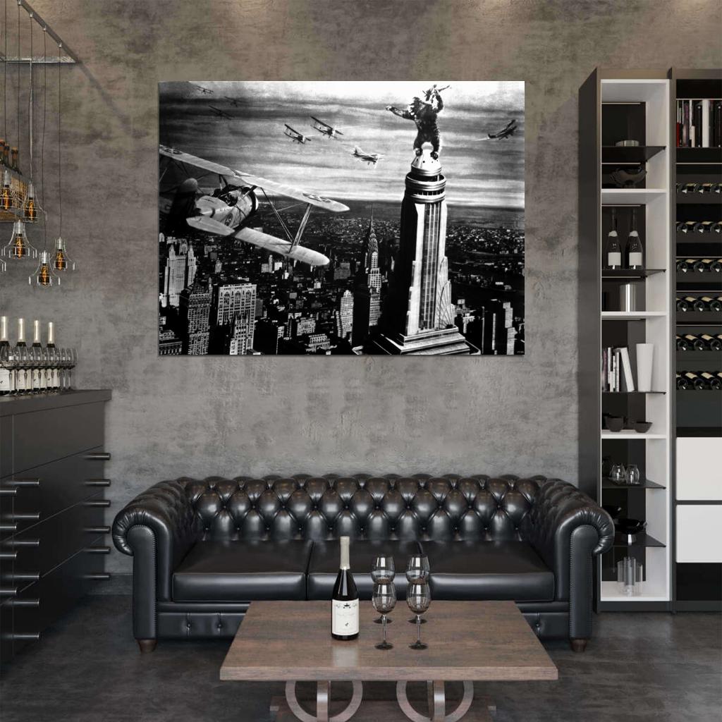 King Kong 1933 Classic Retro Movie Vintage BW Wall Art Print Poster