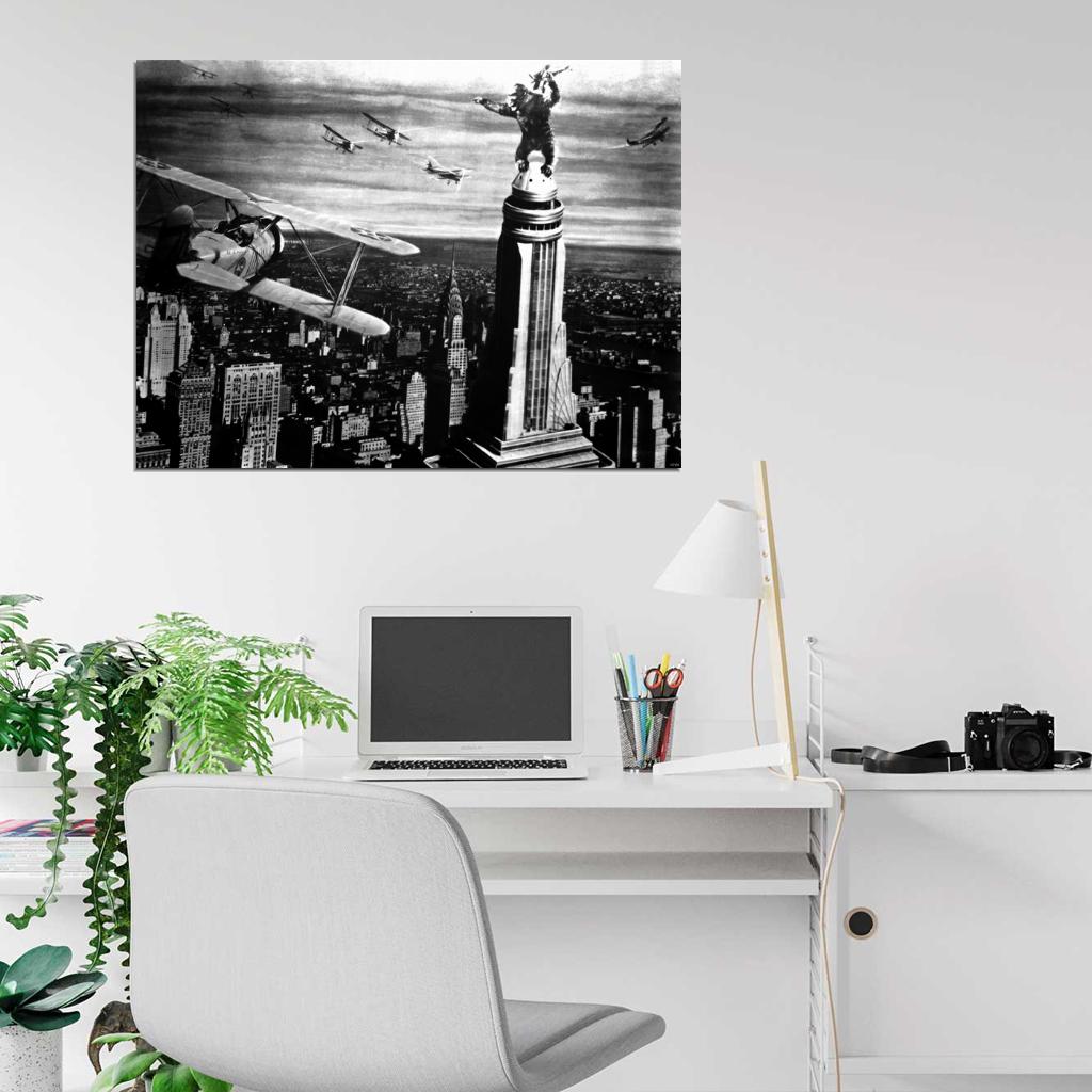 King Kong 1933 Classic Retro Movie Vintage BW Wall Art Print Poster