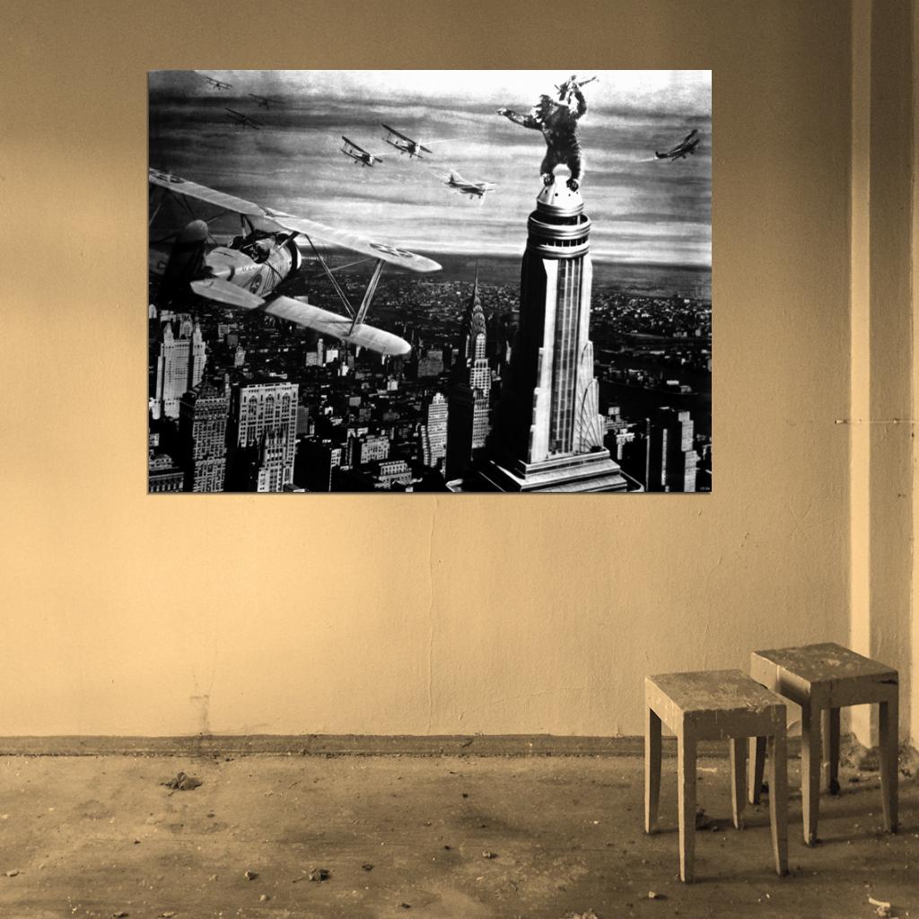 King Kong 1933 Classic Retro Movie Vintage BW Wall Art Print Poster