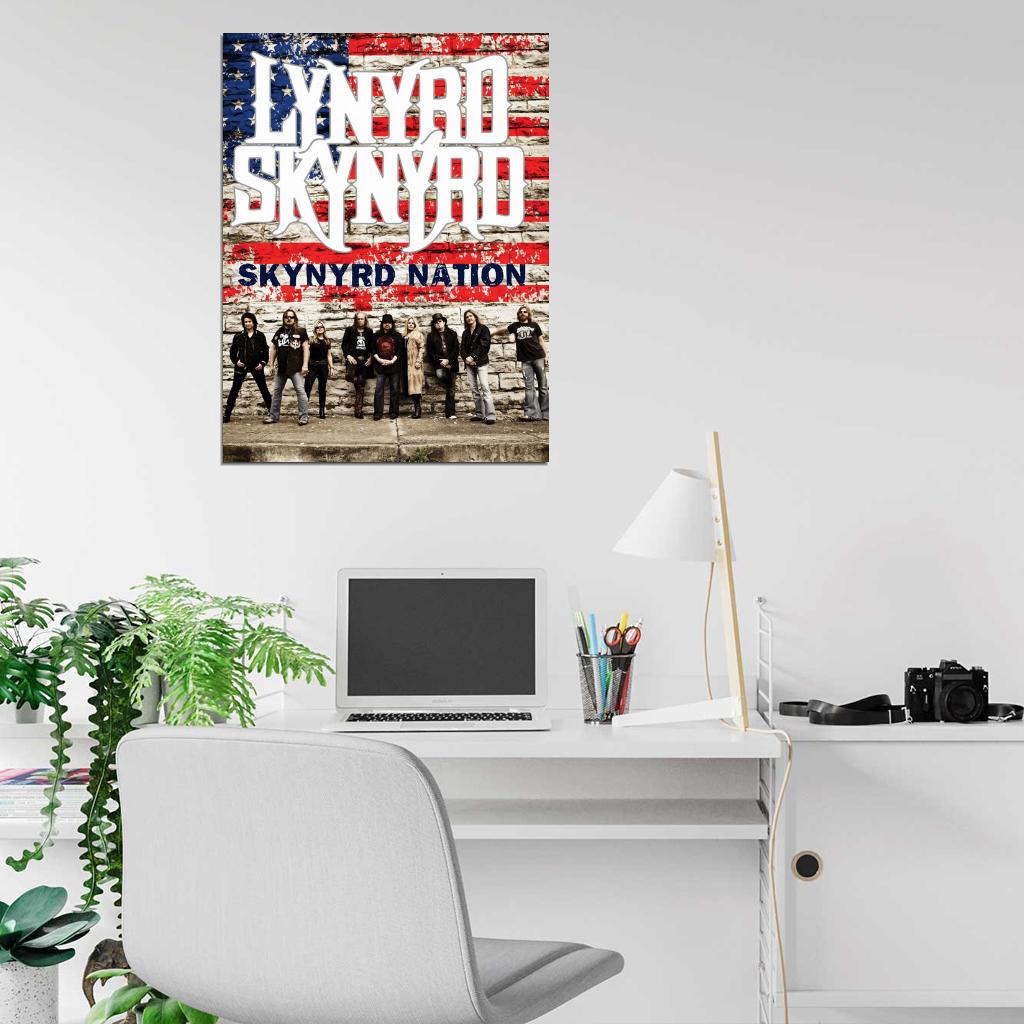 Lynyrd Skynyrd American Flag Rock Music Band Wall Art Print Poster