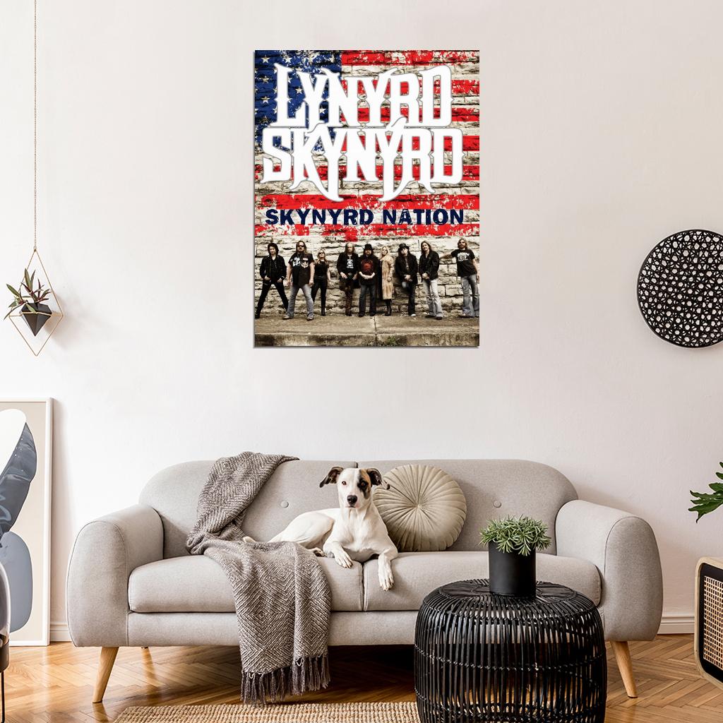 Lynyrd Skynyrd American Flag Rock Music Band Wall Art Print Poster