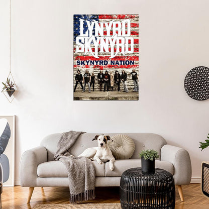Lynyrd Skynyrd American Flag Rock Music Band Wall Art Print Poster