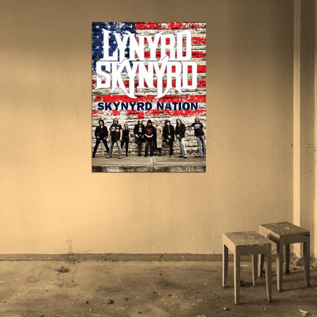 Lynyrd Skynyrd American Flag Rock Music Band Wall Art Print Poster