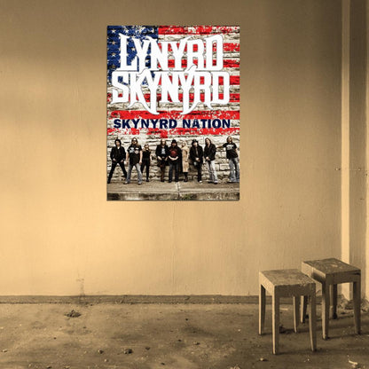 Lynyrd Skynyrd American Flag Rock Music Band Wall Art Print Poster