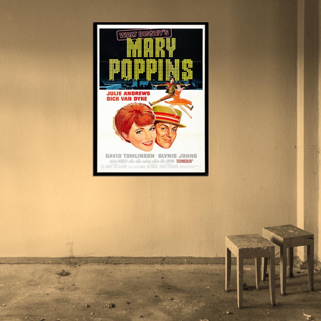 Mary Poppins 1964 Retro Classic Movie Vintage Wall Art Print Poster
