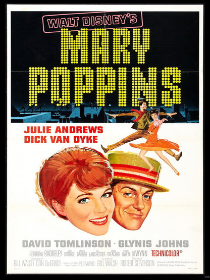 Mary Poppins 1964 Retro Classic Movie Vintage Wall Art Print Poster