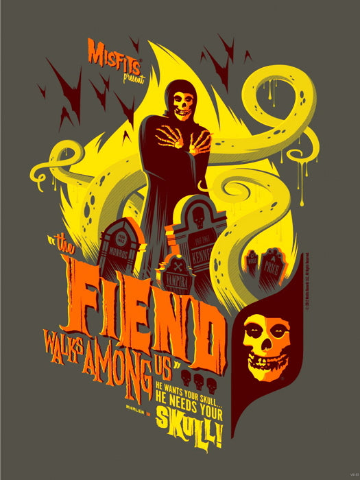 Misfits Skull Horror Punk Band Music Art Wall Art Print Poster