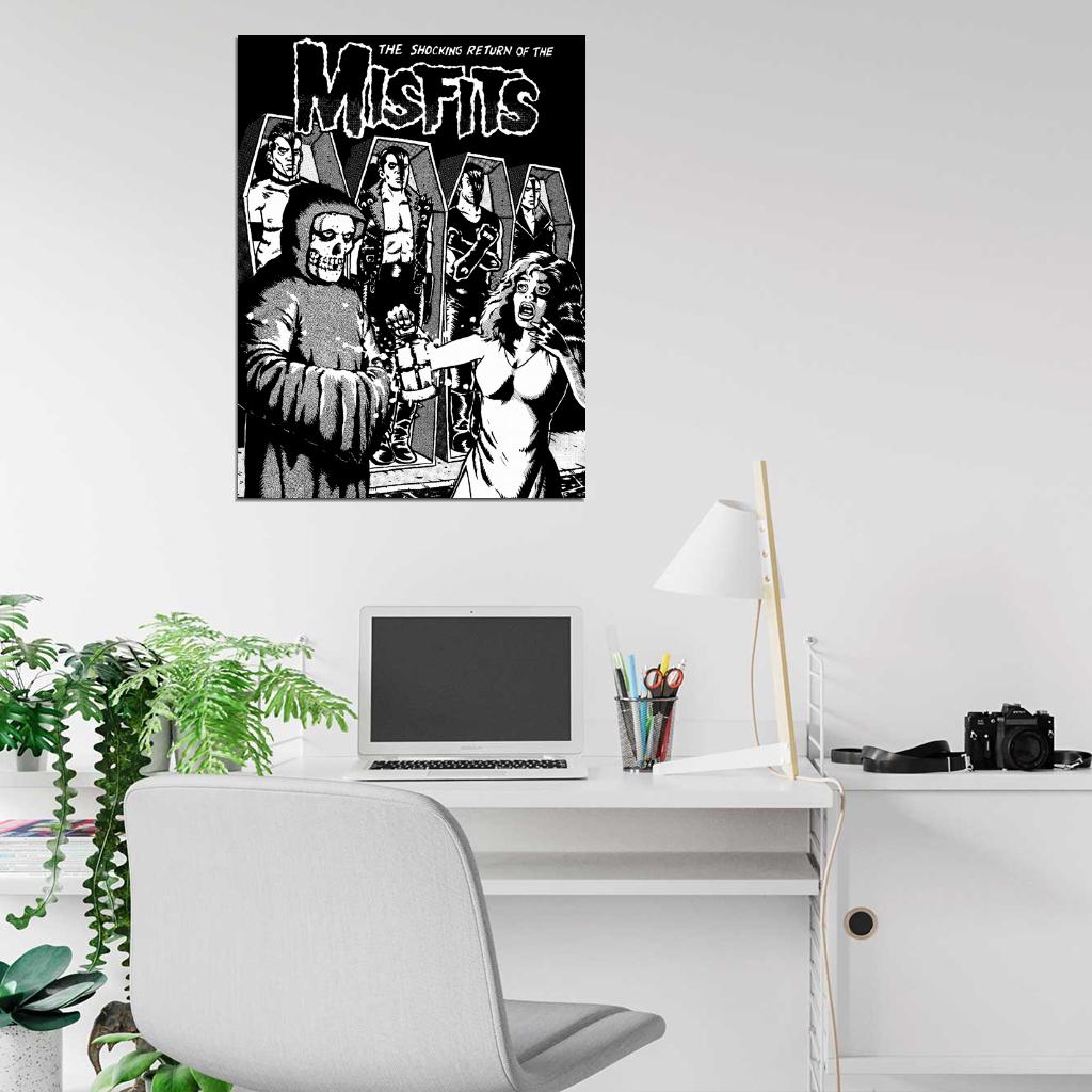Misfits Horror Punk Rock Music Band Art BW Wall Art Print Poster