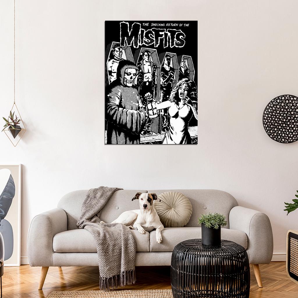 Misfits Horror Punk Rock Music Band Art BW Wall Art Print Poster