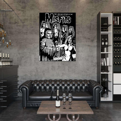 Misfits Horror Punk Rock Music Band Art BW Wall Art Print Poster