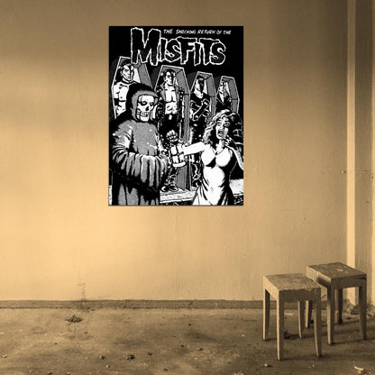 Misfits Horror Punk Rock Music Band Art BW Wall Art Print Poster