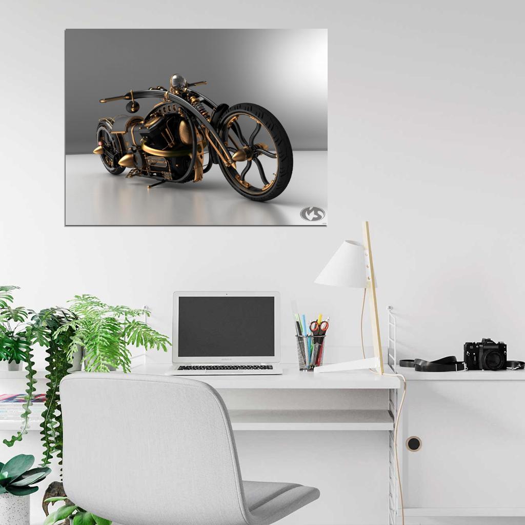 Motorcycle Chopper Wall Art Print Poster