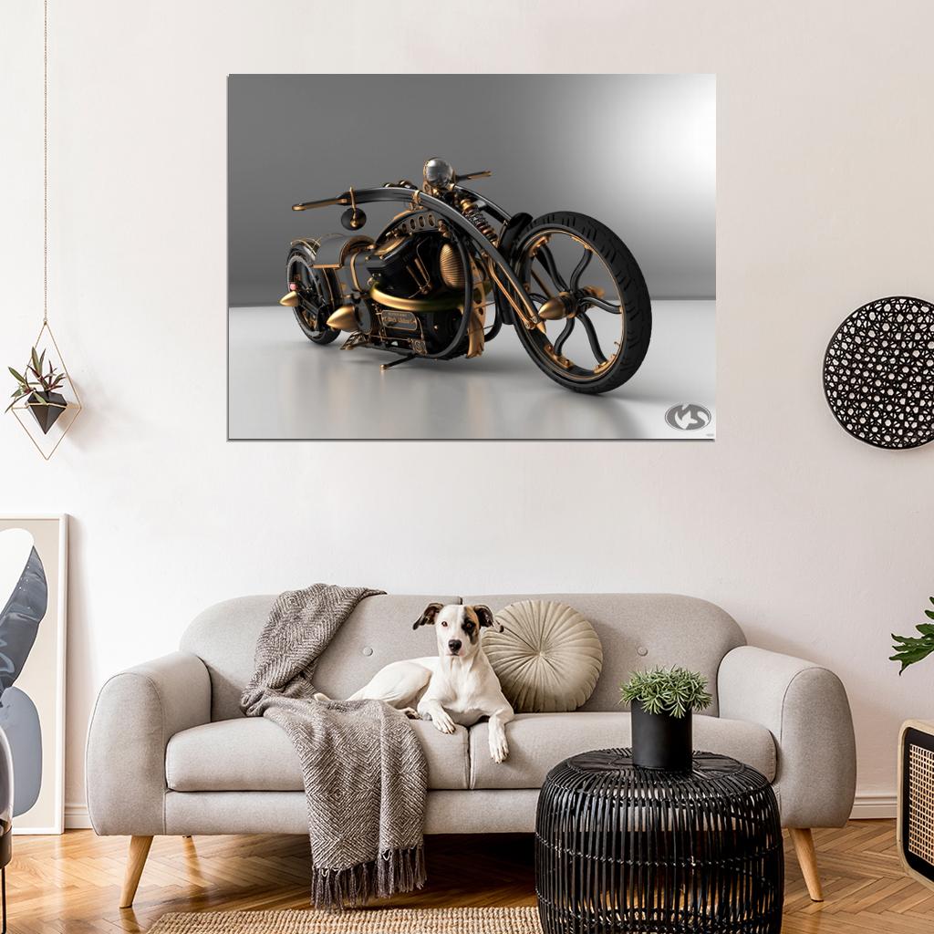 Motorcycle Chopper Wall Art Print Poster