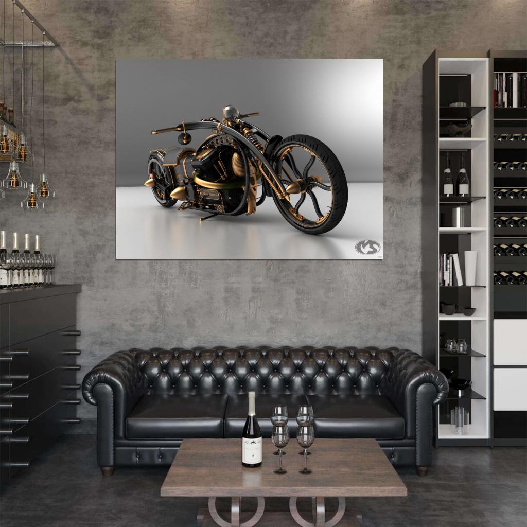 Motorcycle Chopper Wall Art Print Poster