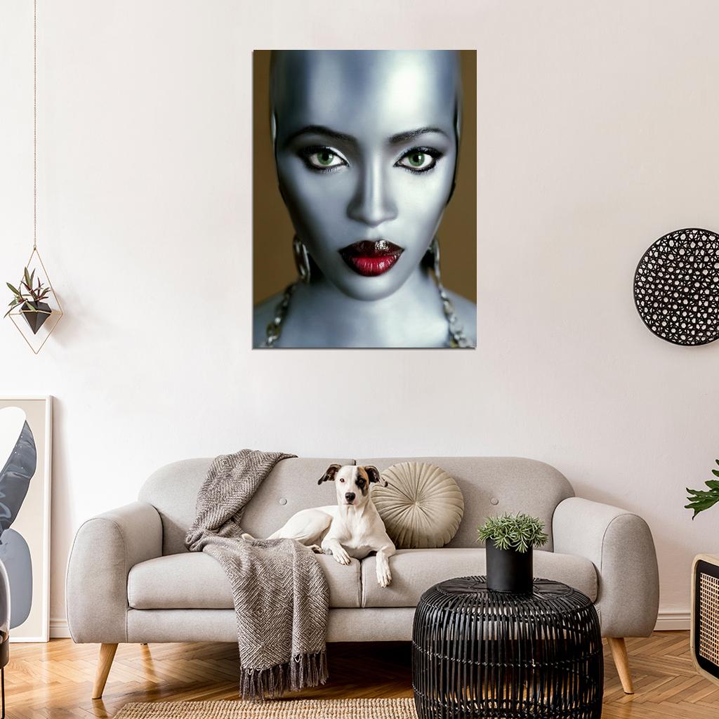 Naomi Campbell Silver Portrait Model Wall Art Print Poster