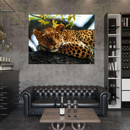 Leopard In A Tree Animal Nature Wall Art Print Poster