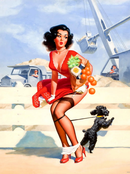 Pin Up Style Sexy Girl Retro Painting Wall Art Print Poster