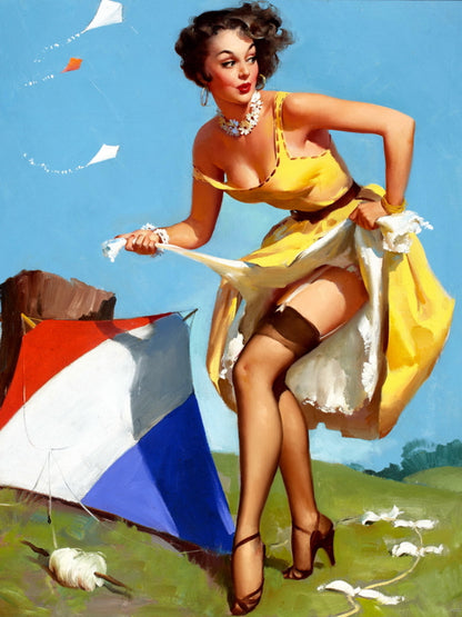 Pin Up Sexy Girl Retro Style Painting Wall Art Print Poster