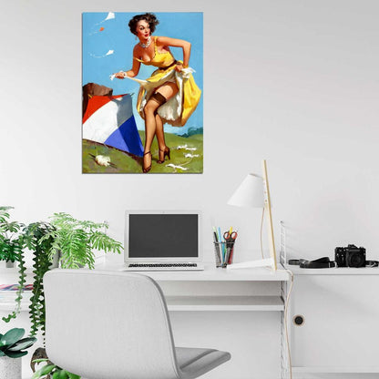 Pin Up Sexy Girl Retro Style Painting Wall Art Print Poster