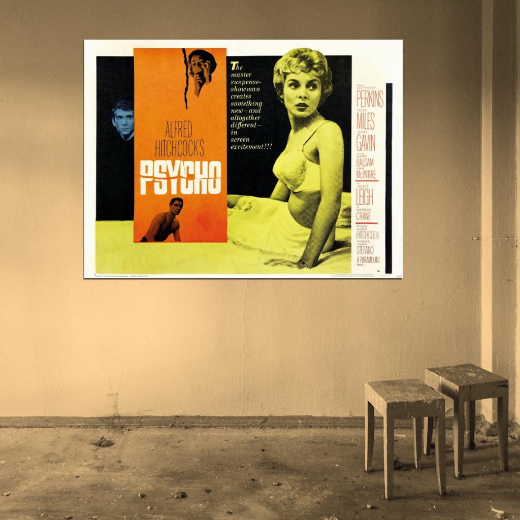 Psycho Retro Classic Movie Vintage Wall Art Print Poster