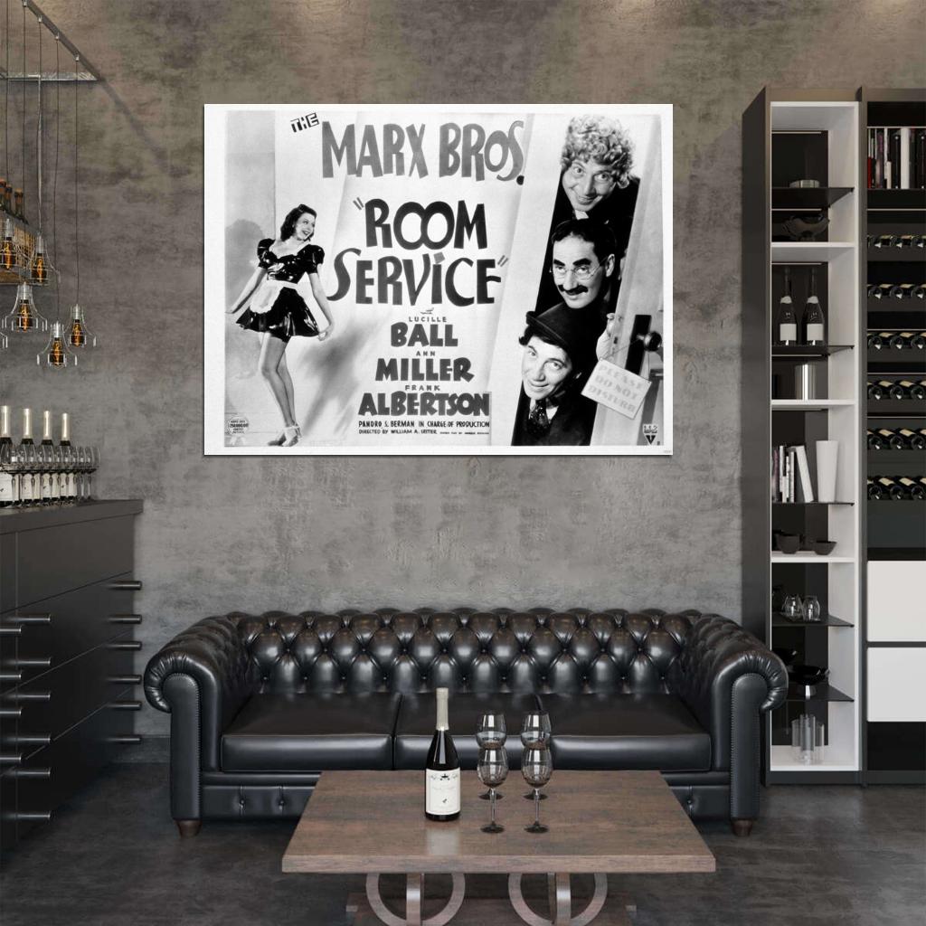Room Service 1938 Retro Movie Vintage BW Wall Art Print Poster