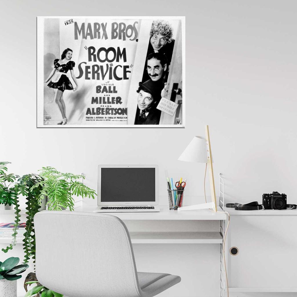 Room Service 1938 Retro Movie Vintage BW Wall Art Print Poster