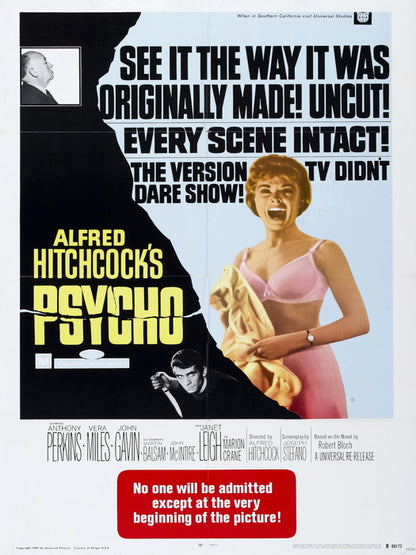 Psycho 1960 Retro Movie Vintage Wall Art Print Poster