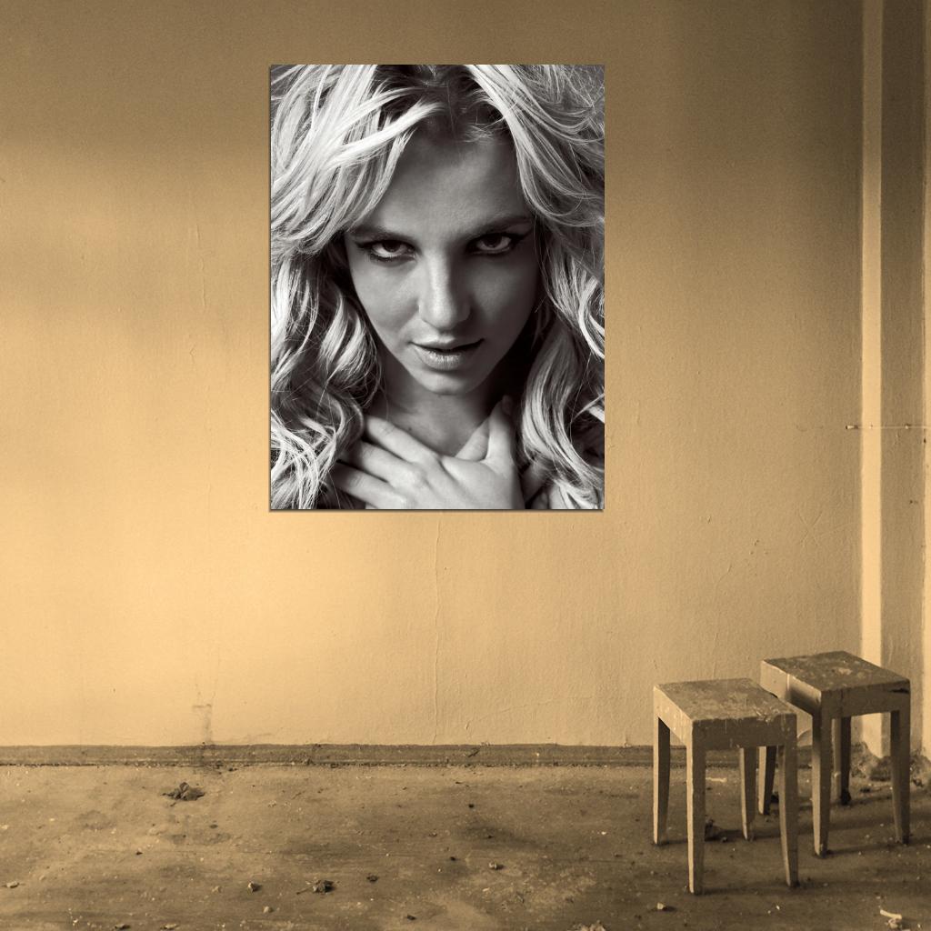 Britney Spears Music Singer Cool Portrait BW Wall Art Print Poster