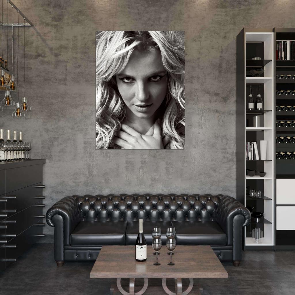 Britney Spears Music Singer Cool Portrait BW Wall Art Print Poster