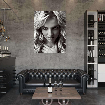 Britney Spears Music Singer Cool Portrait BW Wall Art Print Poster