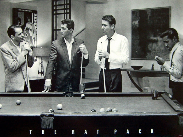 The Rat Pack Pool Retro Vintage BW Wall Art Print Poster