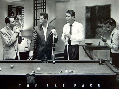 The Rat Pack Pool Retro Vintage BW Wall Art Print Poster