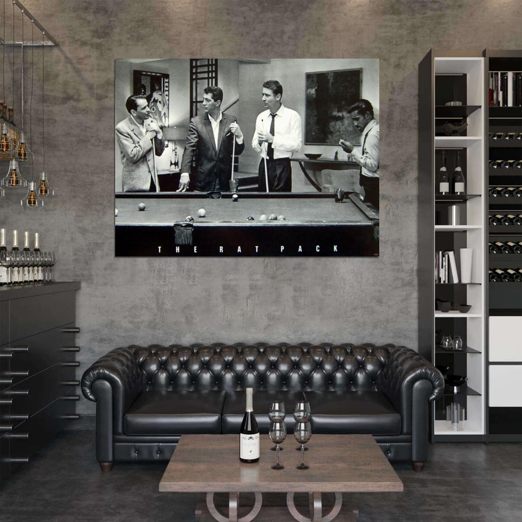The Rat Pack Pool Retro Vintage BW Wall Art Print Poster