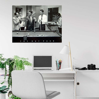 The Rat Pack Pool Retro Vintage BW Wall Art Print Poster