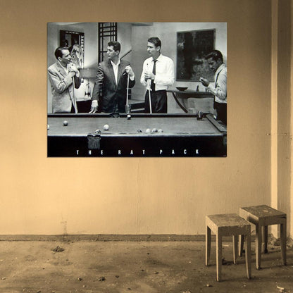 The Rat Pack Pool Retro Vintage BW Wall Art Print Poster