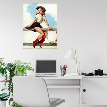 Pin Up Sexy Girl Retro Painting Art Vintage Wall Art Print Poster