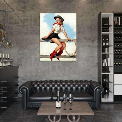 Pin Up Sexy Girl Retro Painting Art Vintage Wall Art Print Poster
