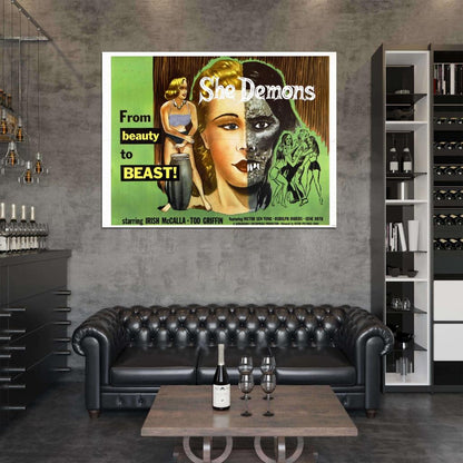 She Demons 1958 Retro Classic Movie Vintage Wall Art Print Poster