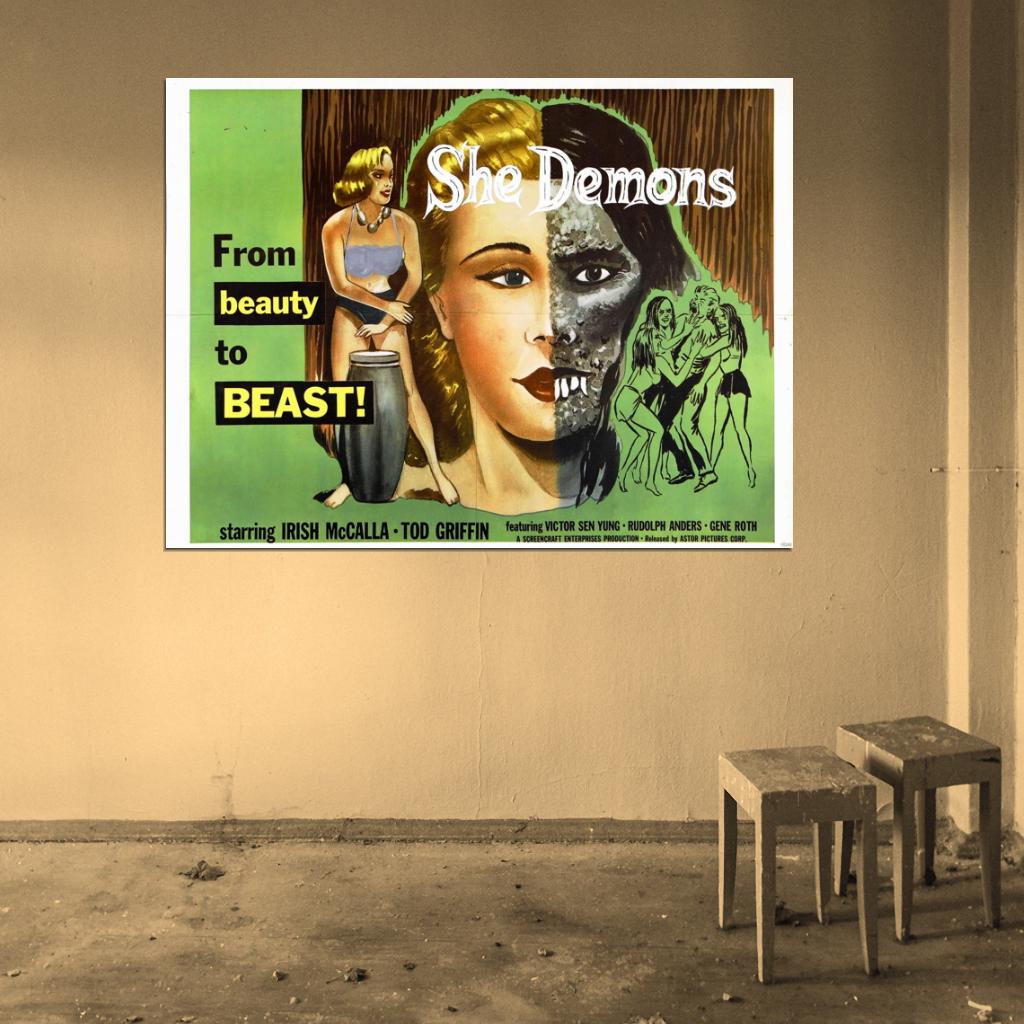 She Demons 1958 Retro Classic Movie Vintage Wall Art Print Poster