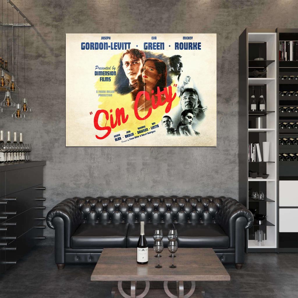 Sin City Vintage Retro Art Movie Wall Art Print Poster