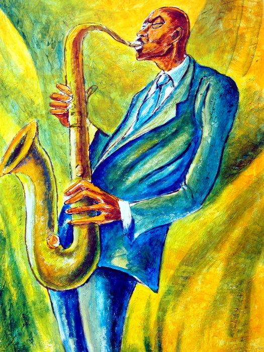 African American Jazz Painting Art Vintage Wall Art Print Poster
