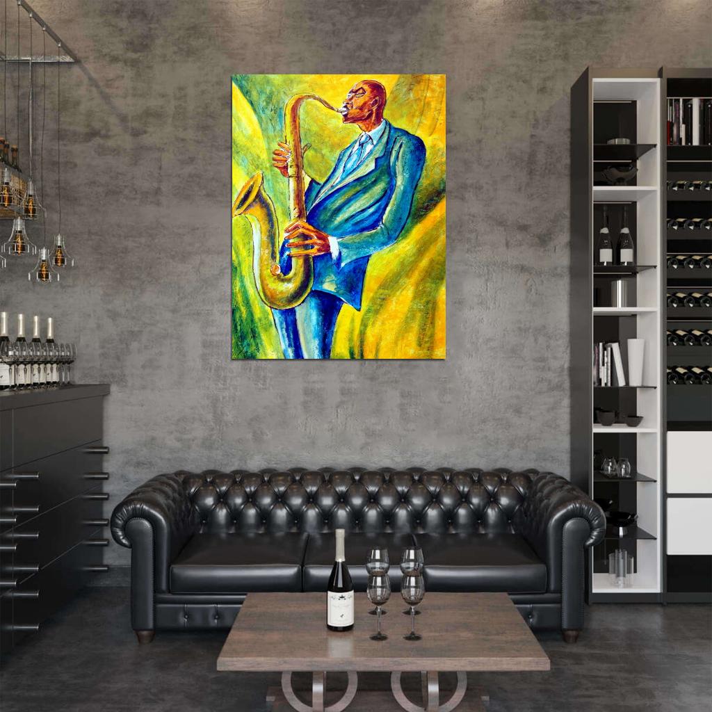 African American Jazz Painting Art Vintage Wall Art Print Poster