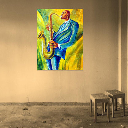 African American Jazz Painting Art Vintage Wall Art Print Poster