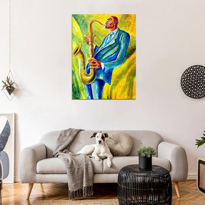 African American Jazz Painting Art Vintage Wall Art Print Poster