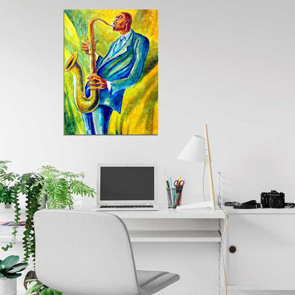 African American Jazz Painting Art Vintage Wall Art Print Poster