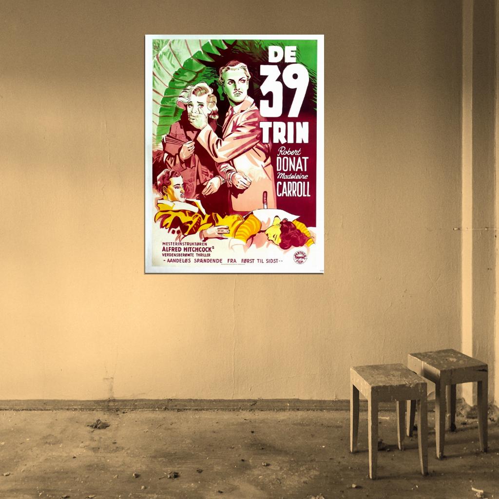 The 39 Steps Alfred Hitchcock Movie Vintage Wall Art Print Poster